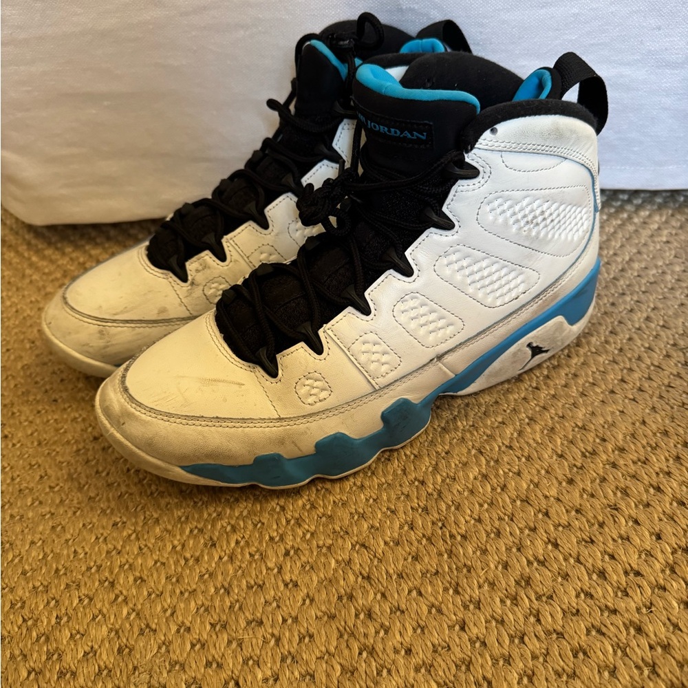 Air Jordan 9 Retro 'Powder Blue' (Gs) Summit White/Black/Dark Powder Blue.Size10